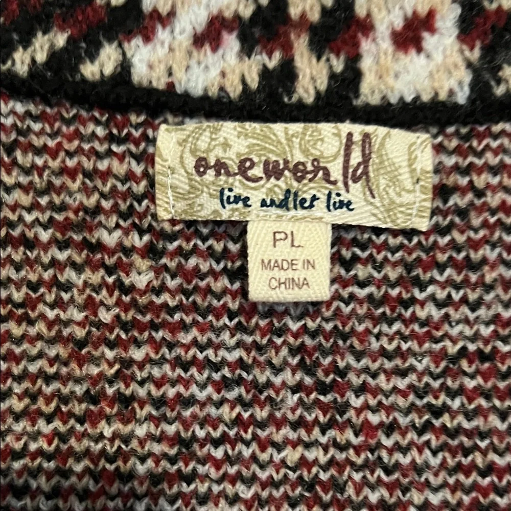 ONE WORLD Black and White Plaid Teddy Jacket - Picture 2 of 7